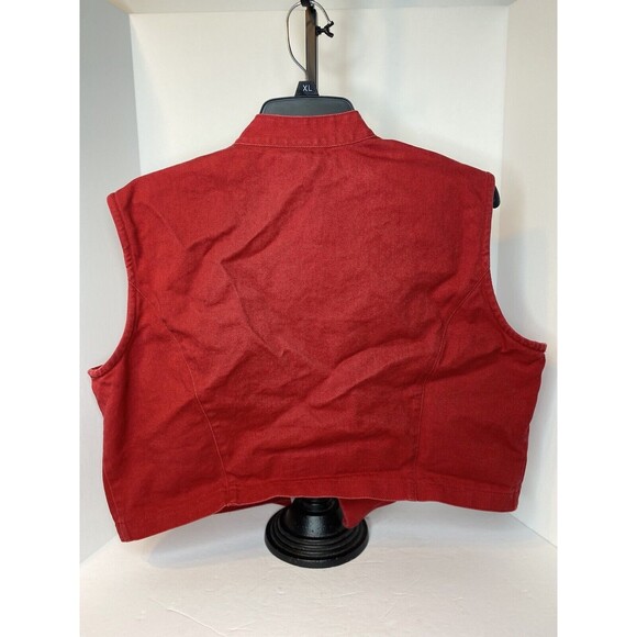 Vintage Cactus Flower Open Vest Womens Size L Red Western Southwest Sleeveless - Picture 11 of 16